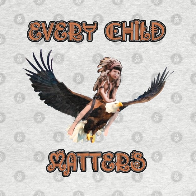 Every child matters. Child riding a bald eagle. by SafSafStore